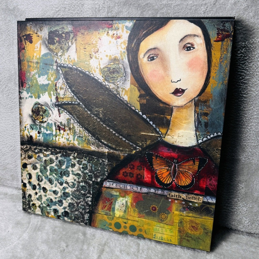 Kelly Rae Roberts Demdaco Mixed Media Faith Free Wall Art Set 2 Butterfly Angel - Picture 6 of 13
